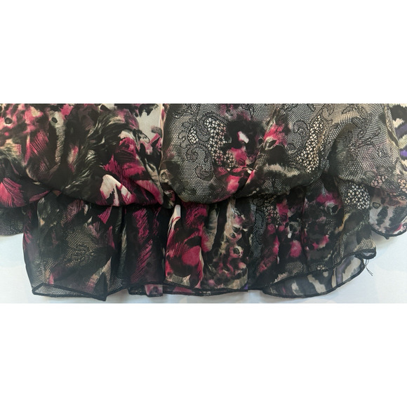 West Kei Vintage Y2K Womens Sheer Paisley Lace Flutter Blouse Size L Whimsygoth - Picture 3 of 11